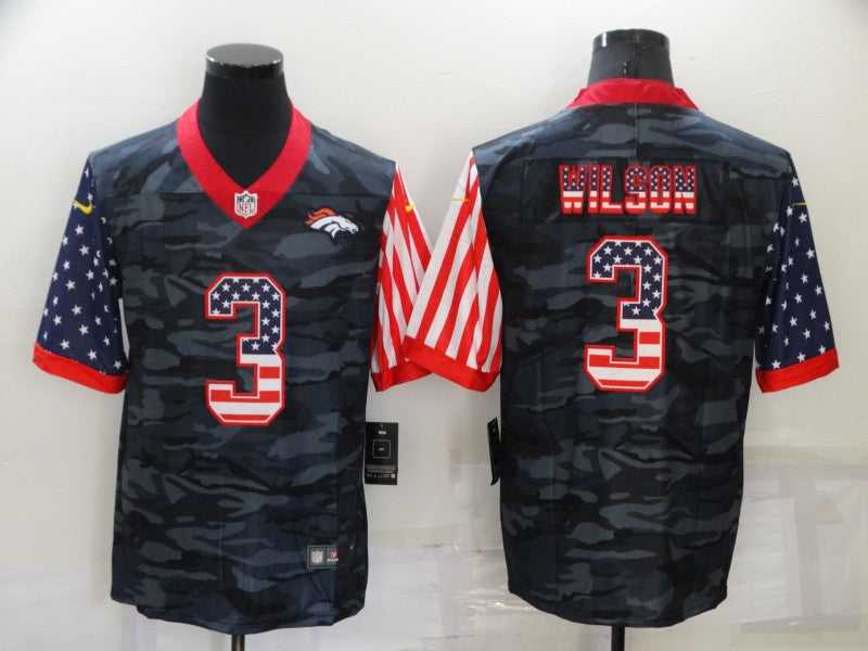 Men’s Denver Broncos Russell Wilson #3 Grey Camouflage Jersey