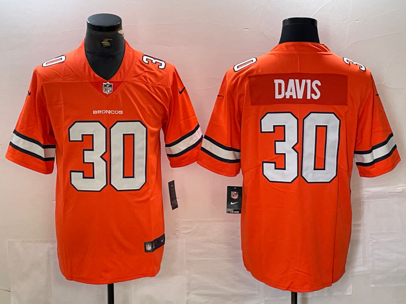 Men’s Denver Broncos Terrell Davis #30 Orange Alternate Jersey