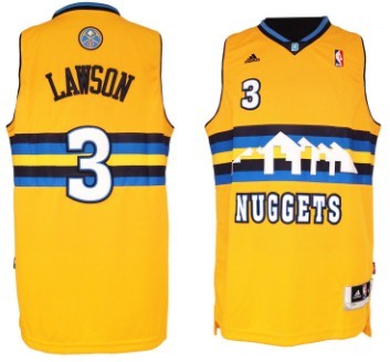 Men’s Denver Nuggets #3 Ty Lawson Revolution 30 Swingman Yellow Jersey