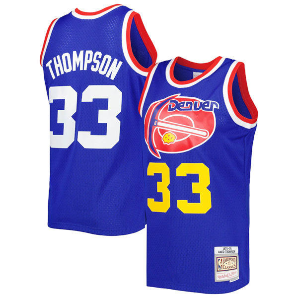 Men’s Denver Nuggets #33 David Thompson 1975-76 Royal Hardwood Classics Swingman Jersey