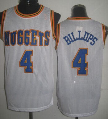 Men’s Denver Nuggets #4 Chauncey Billups White Throwback Swingman Jersey