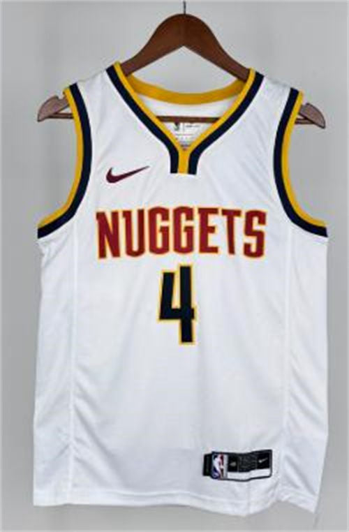 Mens Denver Nuggets #4 Russell Westbrook 2025 White Association Edition Jersey