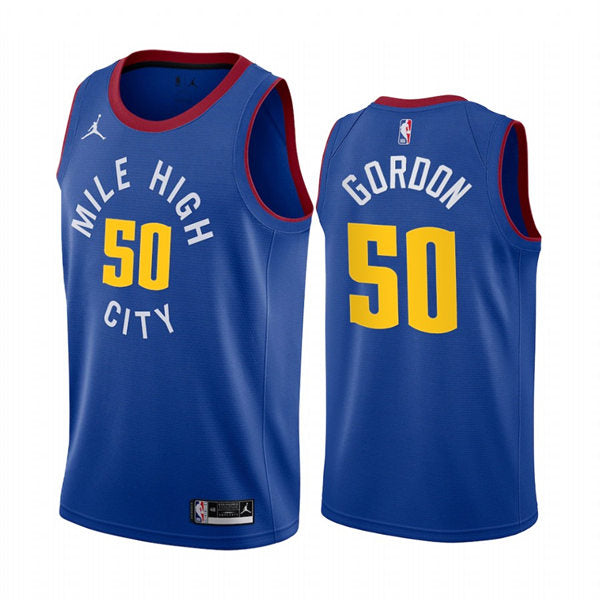 Mens Denver Nuggets #50 Aaron Gordon Blue Statement Edition Jersey