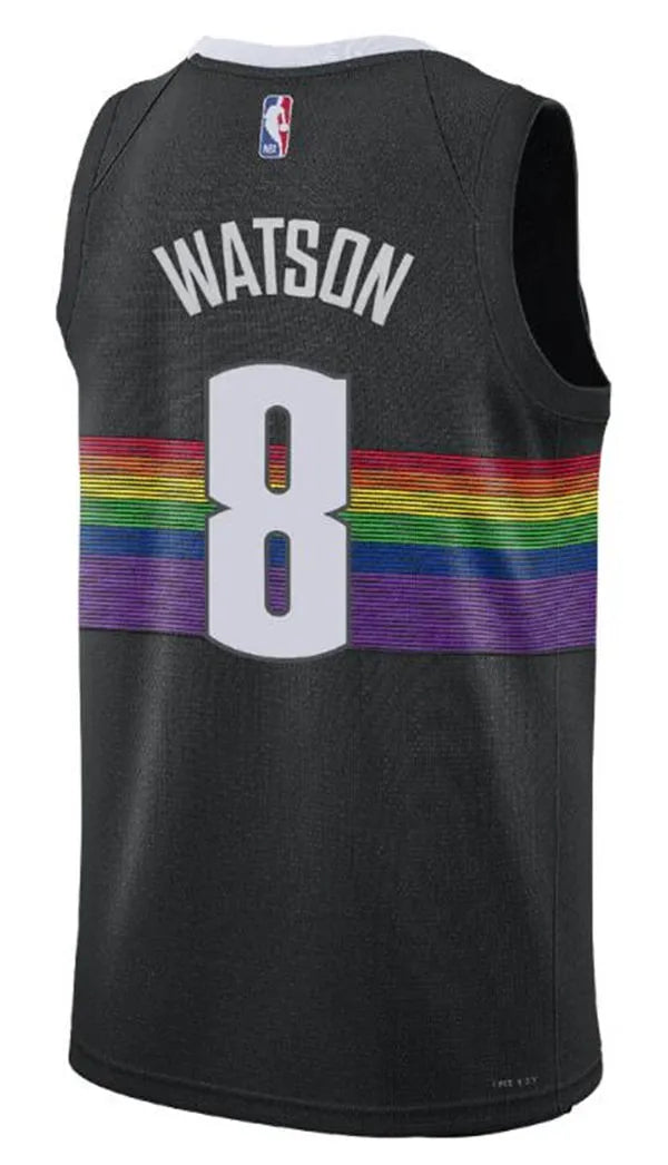 Mens Denver Nuggets #8 Peyton Watson Black 2025-26 City Edition Swingman Jersey