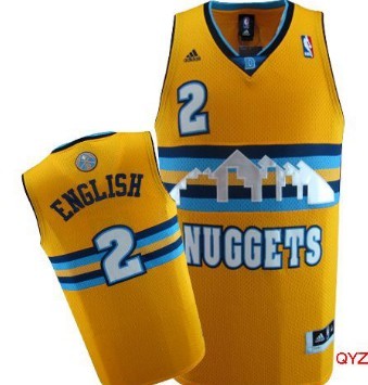 Men’s Denver Nuggets Retired Player #2 Alex English Yellow Swingman Jersey