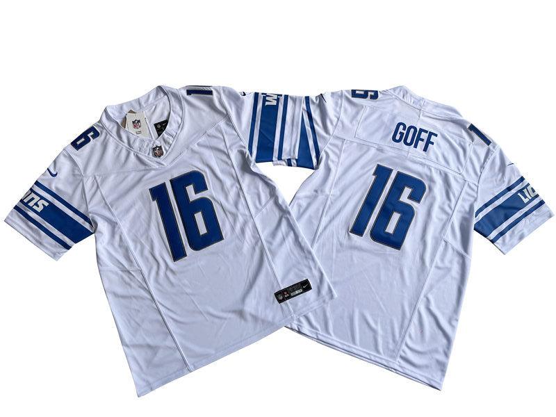 Men’s Detroit Lions #16 Jared Goff Nike White 2023 F.U.S.E. Vapor Limited Jersey