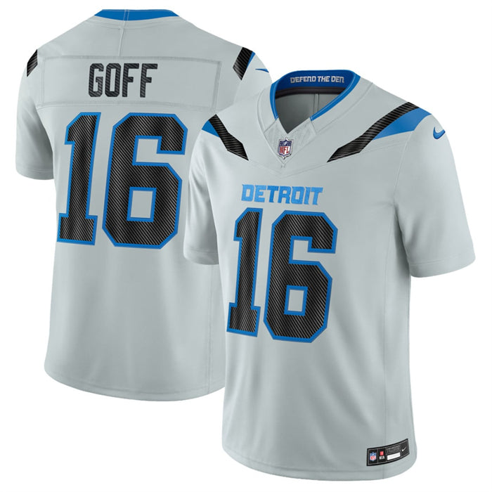 Men’s Detroit Lions #16 Jared Goff Silver 2026 F.U.S.E. Rivalries Collection Limited Stitched Football Jersey