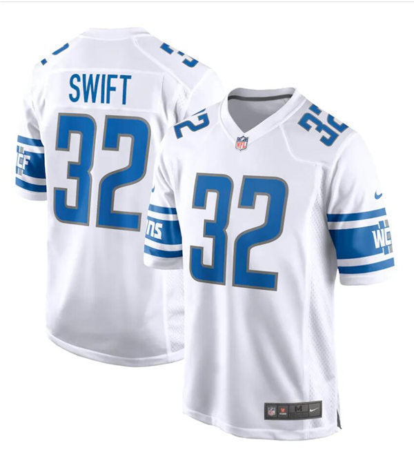 Mens Detroit Lions #32 D’Andre Swift Nike White Vapor Untouchable Limited Jersey