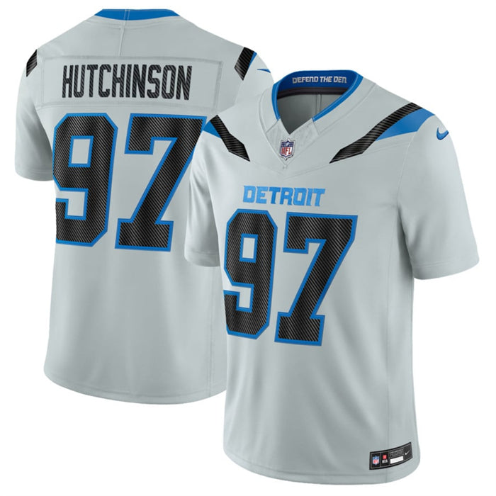 Men’s Detroit Lions #97 Aidan Hutchinson Silver 2026 F.U.S.E. Rivalries Collection Limited Stitched Football Jersey