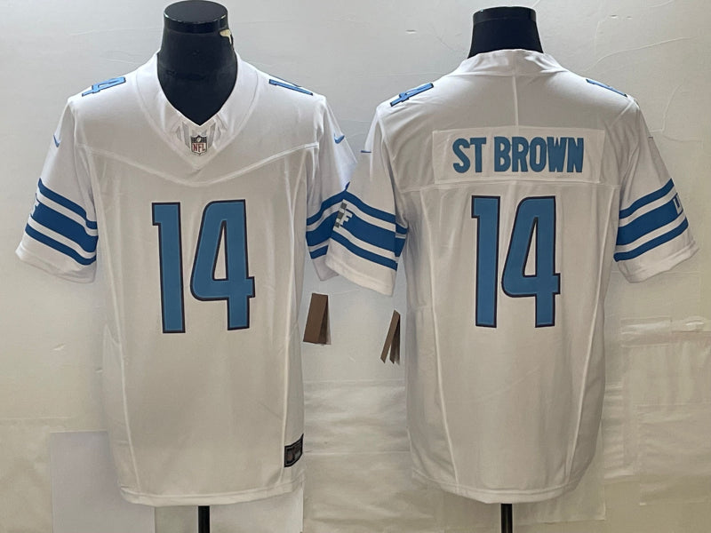 Men’s Detroit Lions Amon-Ra St. Brown #14 White Jersey
