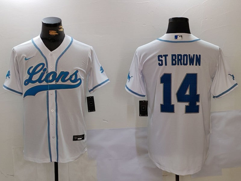 Men’s Detroit Lions Amon-Ra St. Brown #14 White Jersey