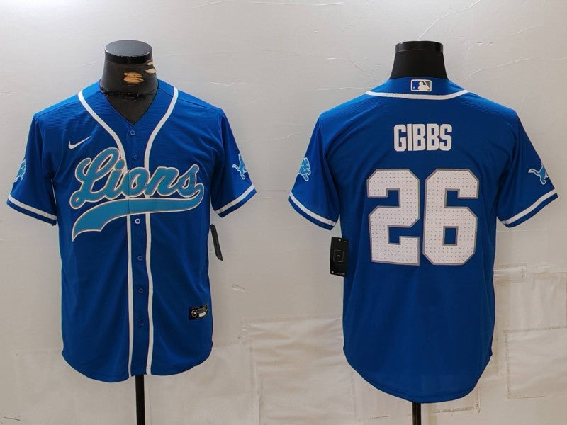 Men’s Detroit Lions Jahmyr Gibbs #26 Blue Jersey