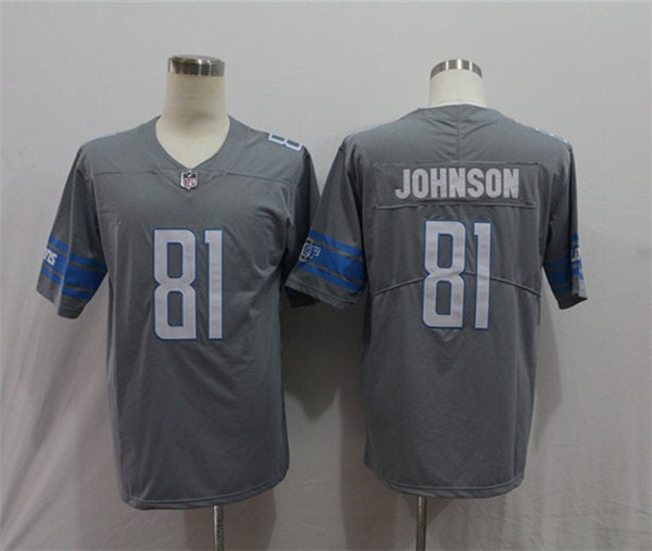 Men’s Detroit Lions Retired Player #81 Calvin Johnson Nike Steel Color Rush Limited Player Jersey