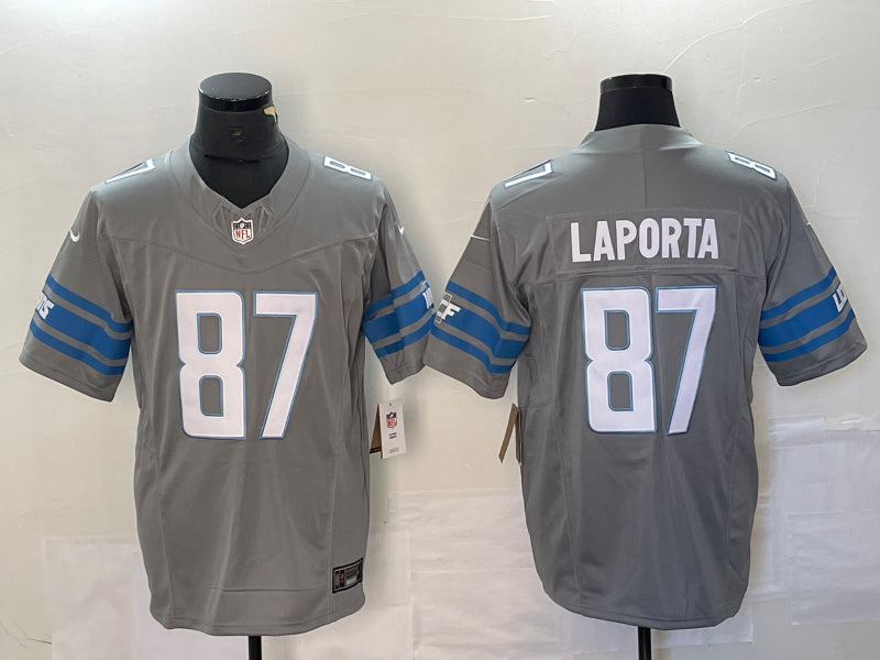 Men’s Detroit Lions Sam LaPorta #87 Gray Jersey