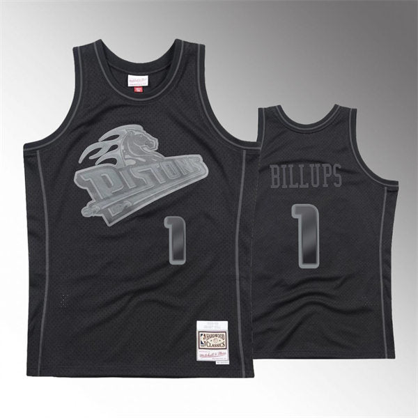 Men’s Detroit Pistons #1 Chauncey Billups Mitchell & Ness Tonal Black Hardwood Classics Jersey