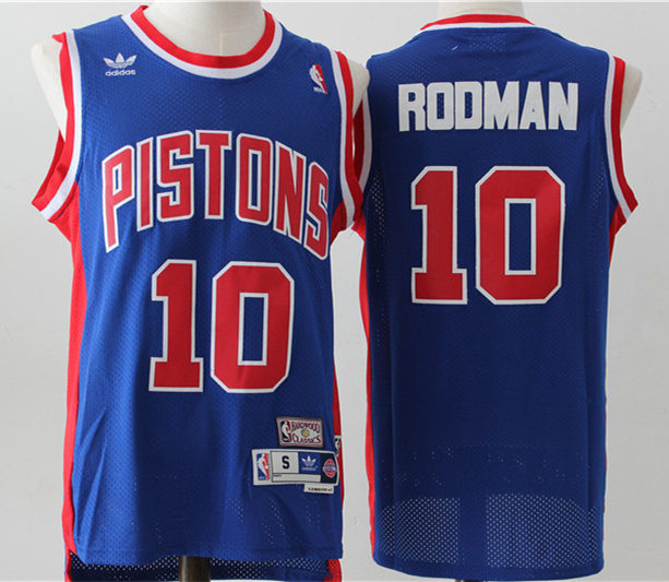 Men’s Detroit Pistons #10 Dennis Rodman Blue Throwback Swingman Jersey