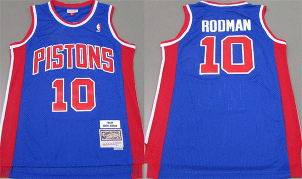 Men’s Detroit Pistons #10 Dennis Rodman Mitchell & Ness 1988-89 Hardwood Classics Swingman Jersey – Blue