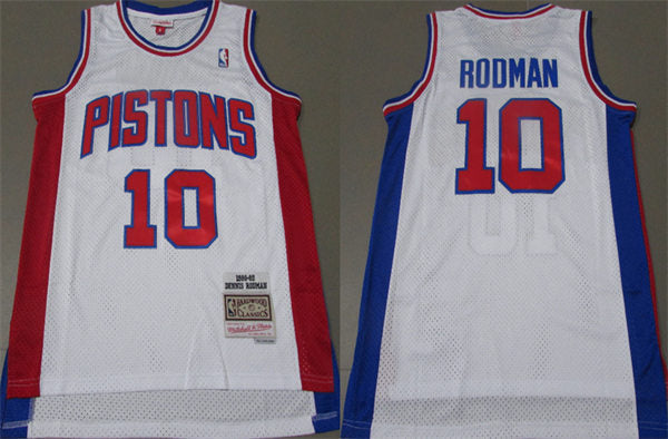 Men’s Detroit Pistons #10 Dennis Rodman Mitchell & Ness 1988-89 Hardwood Classics Swingman Jersey – White