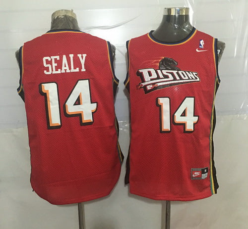 Men’s Detroit Pistons #14 Malik Sealy Red Hardwood Classics Soul Swingman Throwback Jersey