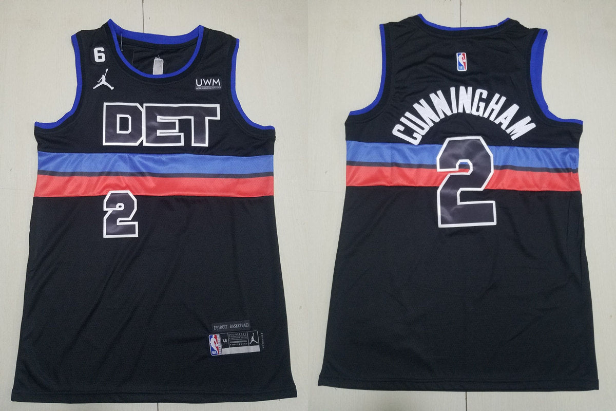 Mens Detroit Pistons #2 Cade Cunningham Black Statement Edition Swingman Jersey