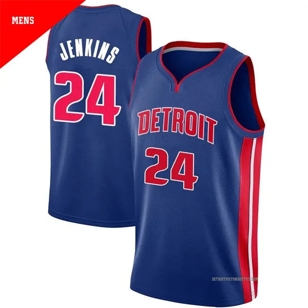 Mens Detroit Pistons #24 Daniss Jenkins Blue Icon Edition Swingman Jersey