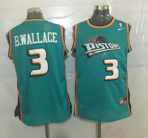 Men’s Detroit Pistons #3 Ben Wallace Teal Green Hardwood Classics Soul Swingman Throwback Jersey
