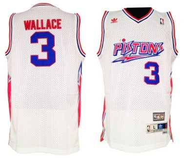 Men’s Detroit Pistons #3 Ben Wallace White Throwback Swingman Jersey
