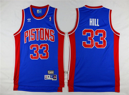Men’s Detroit Pistons #33 Grant Hill Blue Hardwood Classics Soul Swingman Throwback Jersey