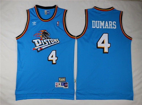 Men’s Detroit Pistons #4 Joe Dumars Blue Hardwood Classics Soul Swingman Throwback Jersey