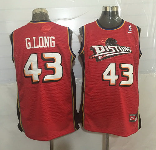 Men’s Detroit Pistons #43 Grant Long Red Hardwood Classics Soul Swingman Throwback Jersey