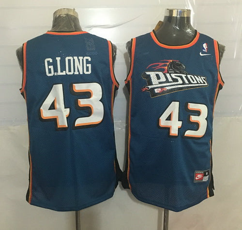 Men’s Detroit Pistons #43 Grant Long Teal Blue Hardwood Classics Soul Swingman Throwback Jersey