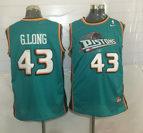 Men’s Detroit Pistons #43 Grant Long Teal Green Hardwood Classics Soul Swingman Throwback Jersey
