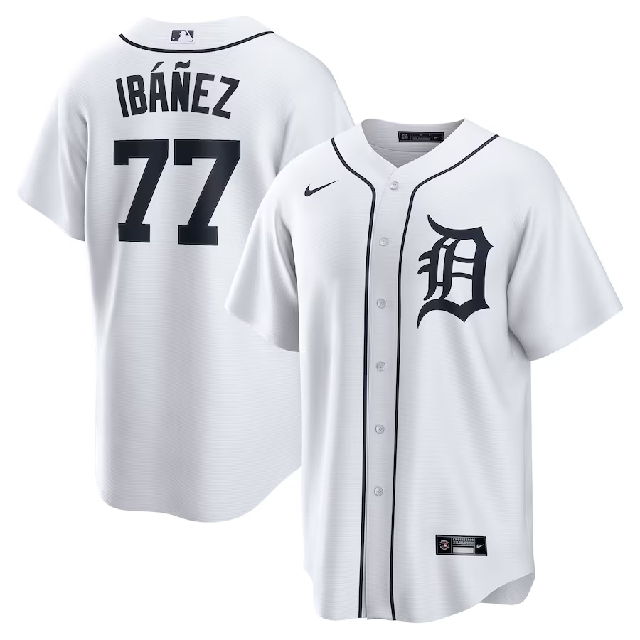 Men’s Detroit Tigers Andy Ibanez #77 White Home Jersey
