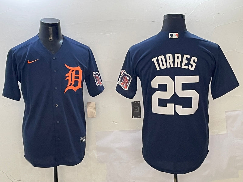 Men’s Detroit Tigers Gleyber Torres #25 Navy Limited Jersey
