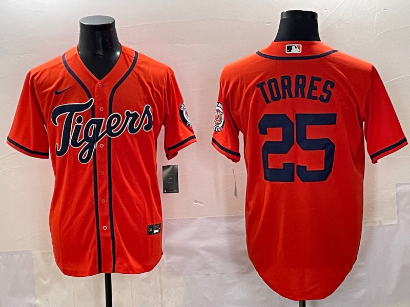 Men’s Detroit Tigers Gleyber Torres #25 Orange Jersey