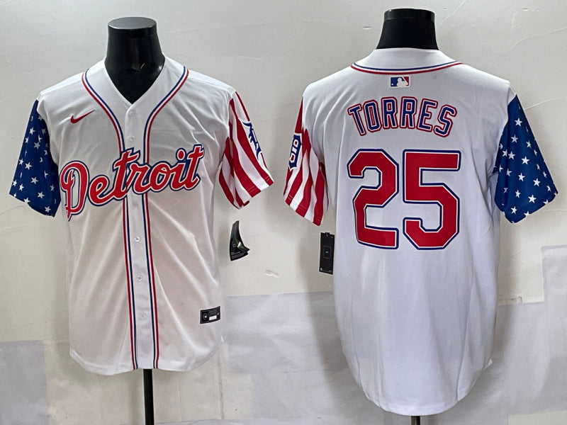 Men’s Detroit Tigers Gleyber Torres #25 White Limited Jersey