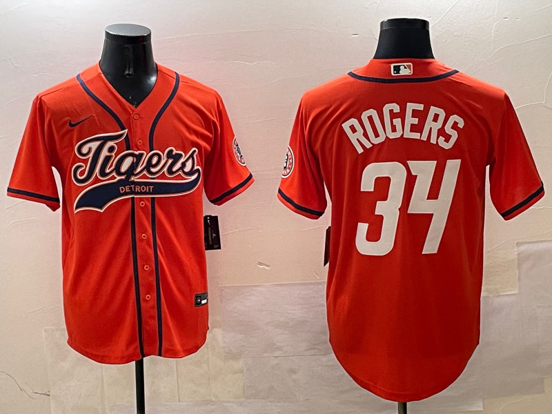 Men’s Detroit Tigers Jake Rogers #34 Orange Jersey