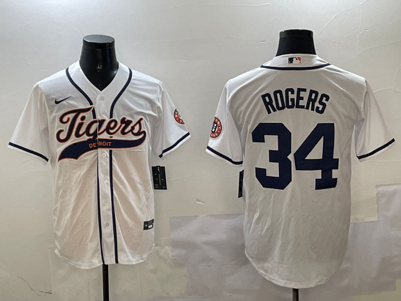 Men’s Detroit Tigers Jake Rogers #34 White Jersey