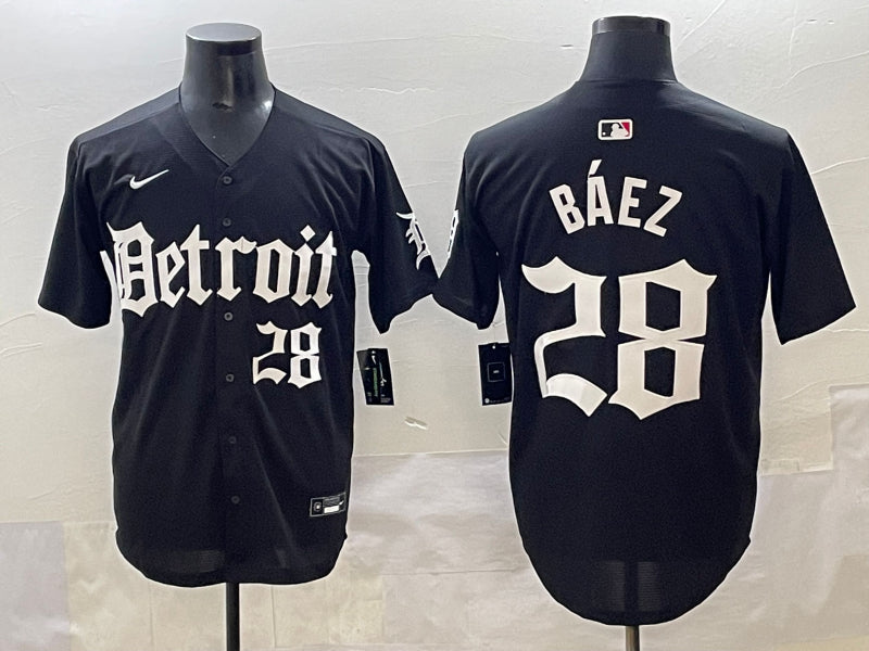 Men’s Detroit Tigers Javier Baez #28 Black Jersey