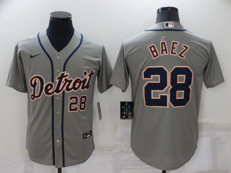 Men’s Detroit Tigers Javier Baez #28 Gray Baseball Jersey