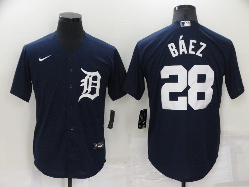 Men’s Detroit Tigers Javier Baez #28 Navy Baseball Jersey