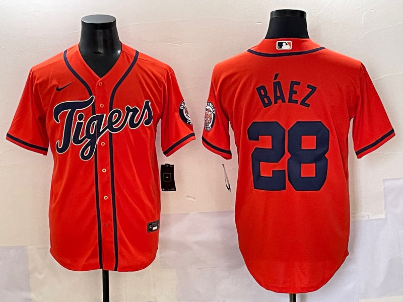 Men’s Detroit Tigers Javier Baez #28 Orange Jersey