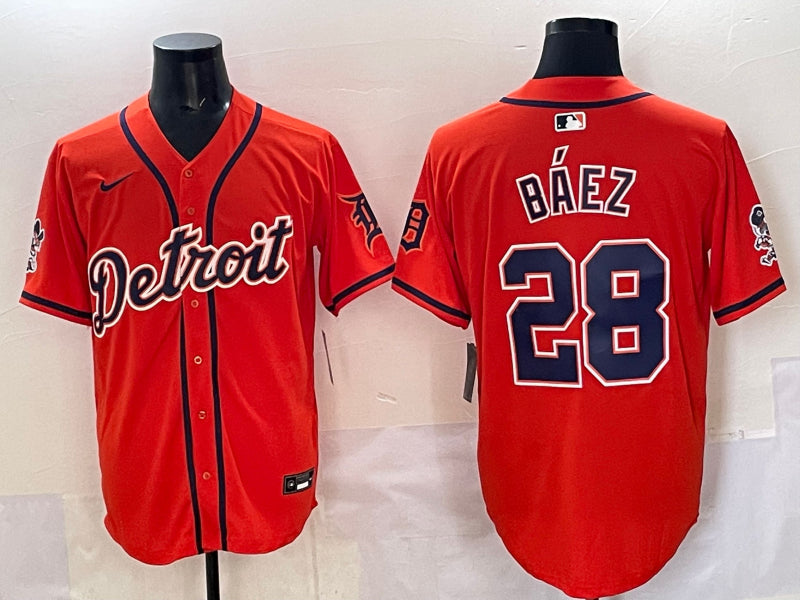 Men’s Detroit Tigers Javier Baez #28 Orange Limited Jersey