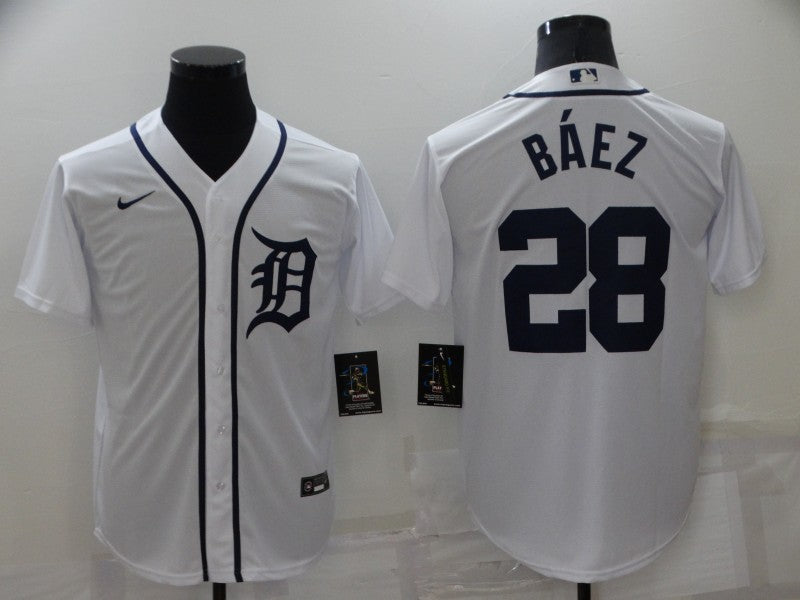 Men’s Detroit Tigers Javier Baez #28 White Baseball Jersey