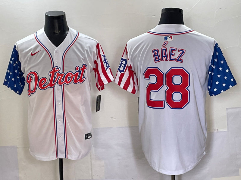 Men’s Detroit Tigers Javier Baez #28 White Limited Jersey