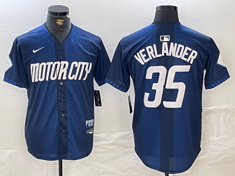 Men’s Detroit Tigers Justin Verlander #35 Navy 2024 City Connect Limited Jersey