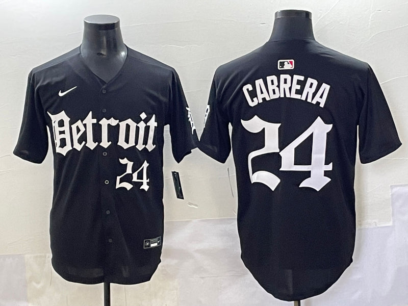 Men’s Detroit Tigers Miguel Cabrera #24 Black Jersey