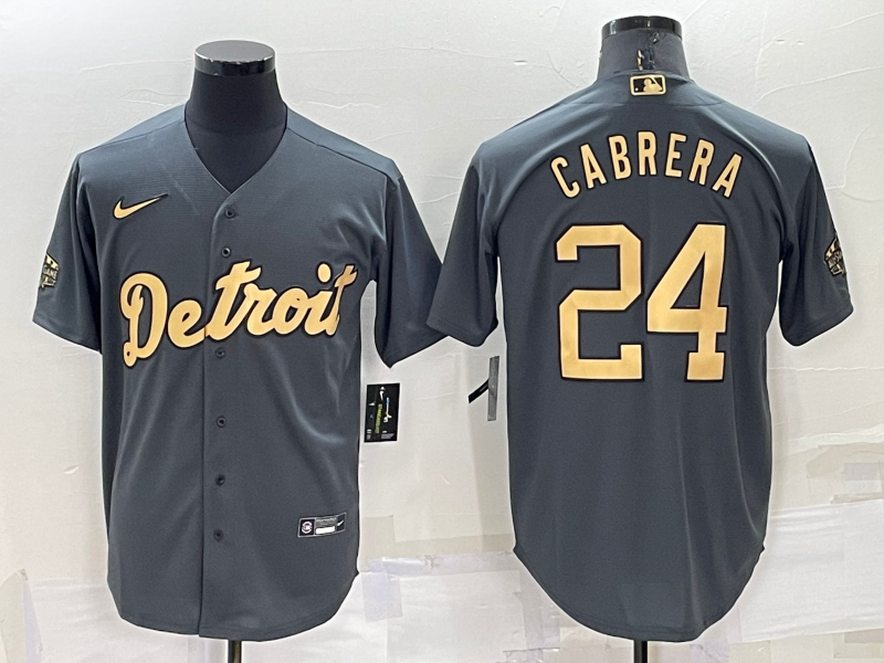 Men’s Detroit Tigers Miguel Cabrera #24 Gray Stitched Jersey