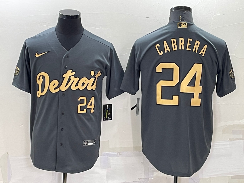Men’s Detroit Tigers Miguel Cabrera #24 Gray Stitched Jersey