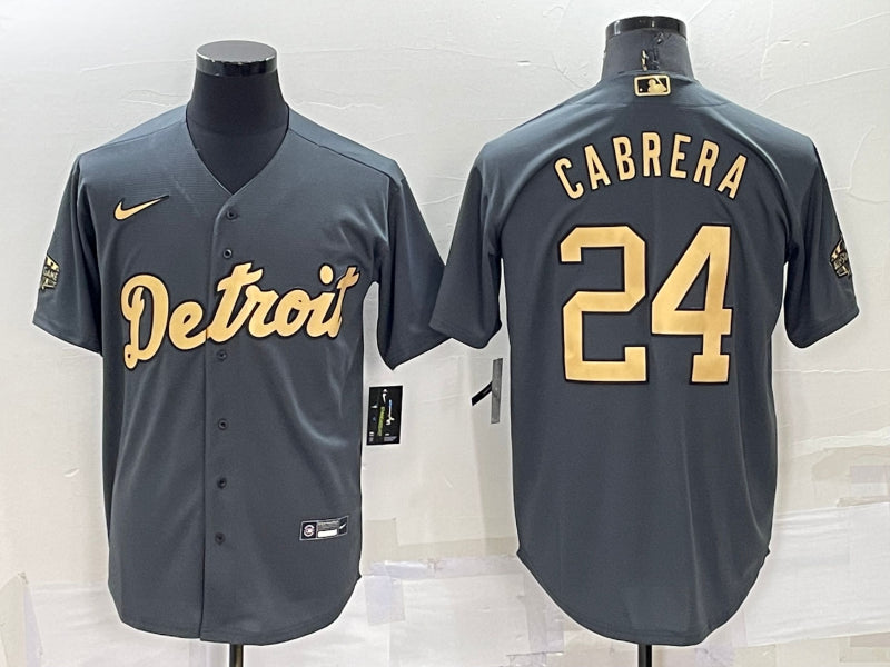 Men’s Detroit Tigers Miguel Cabrera #24 Gray Stitched Jersey